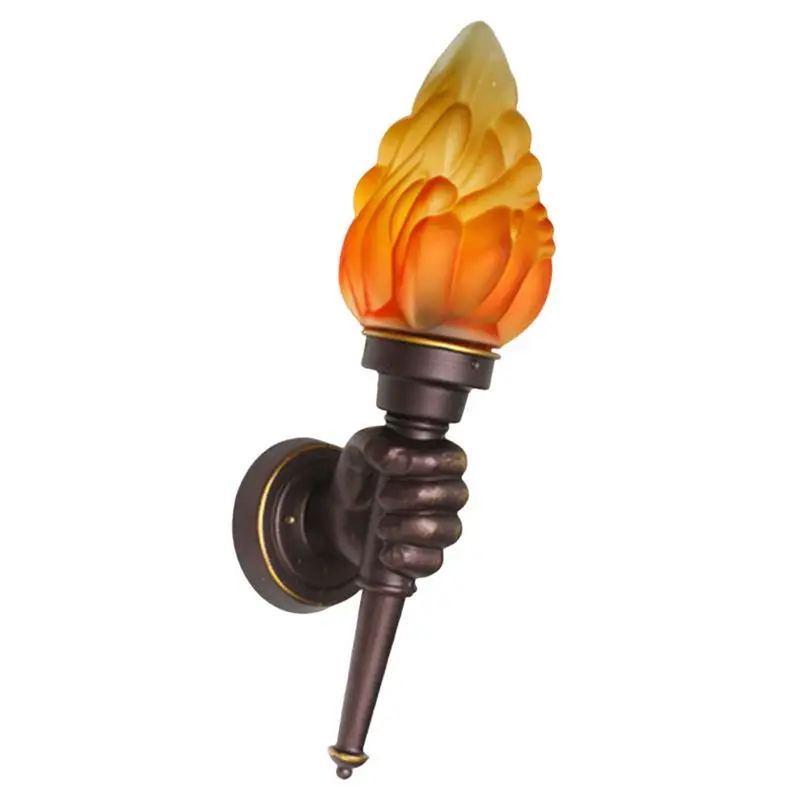 

Фонарик в стиле ретро, простой настсветильник светильник ручной из латуни и черного цвета, со стеклянным пламенем, прикроватное бра для спа...