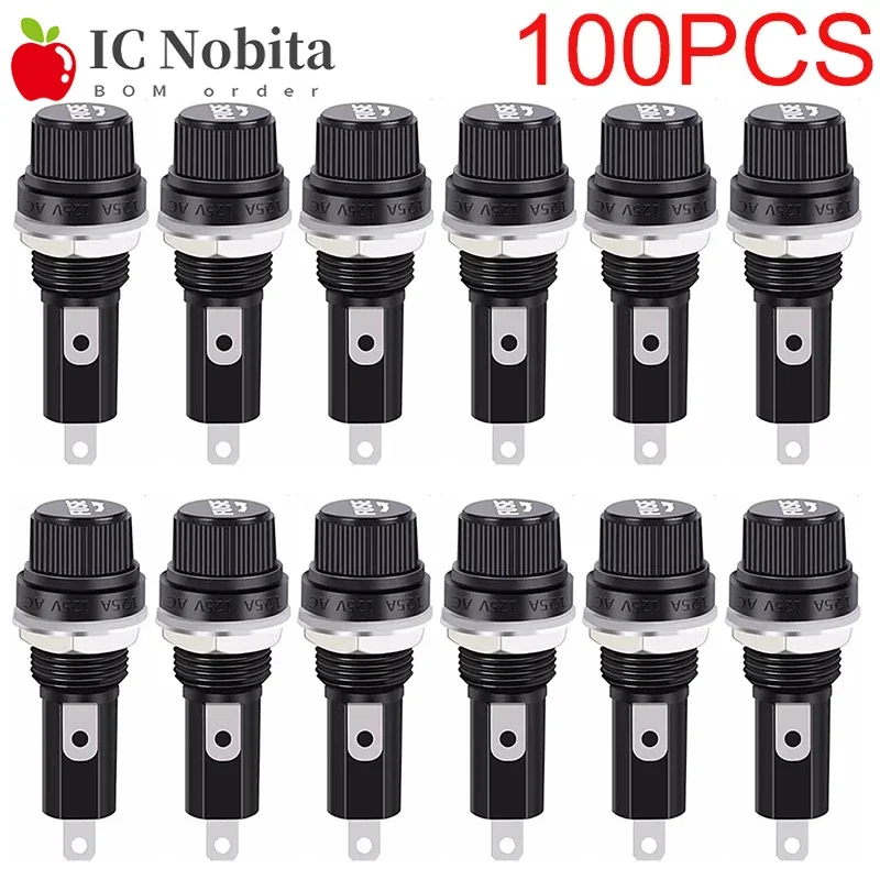 

Держатели предохранителей стеклянные черные 100 шт