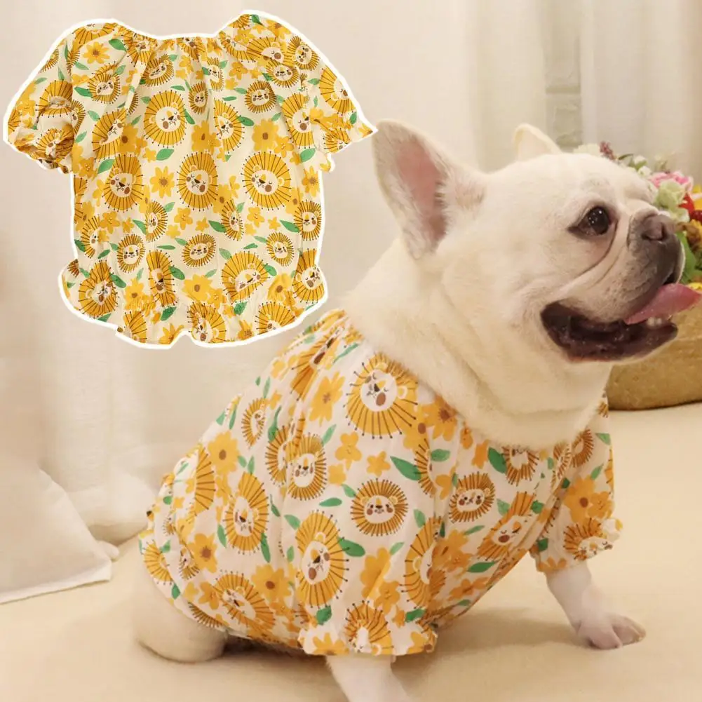 

Dog Shirt Round Neck Easy-wearing Lion Pattern Thin Hawaii Pet Vest for Vacation