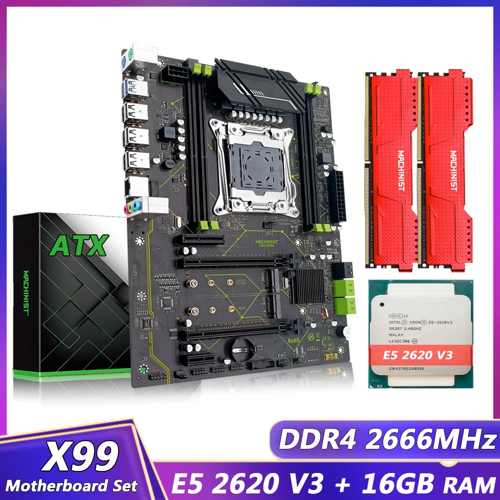 

Machinist X99 комплект материнской платы LGA 2011-3 с процессором Xeon E5 2620 V3 и 16 Гб (2*8 ГБ) DDR4 ОЗУ память ATX NVME M.2
