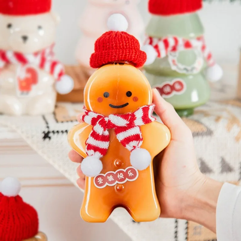 

Cute Gingerbread Man Drinking Cup Portable Shaker Drink Bottle Kitchen Milk Tea Water Bottle Home Couple Christmas Bottle Gifts