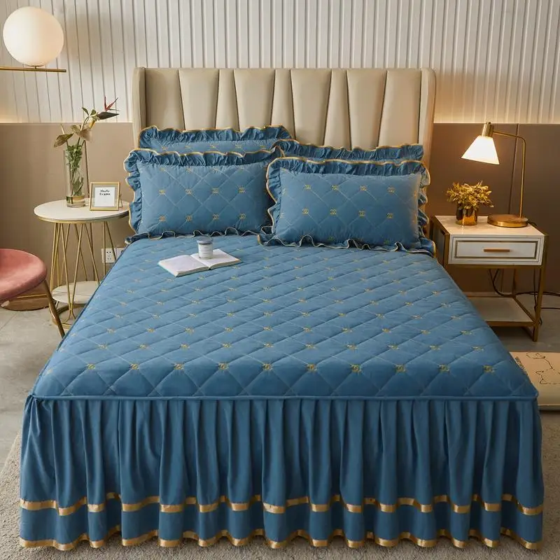 Осенняя утолщенная юбка-кровать комплект из трех предметов. 2 м одинарный