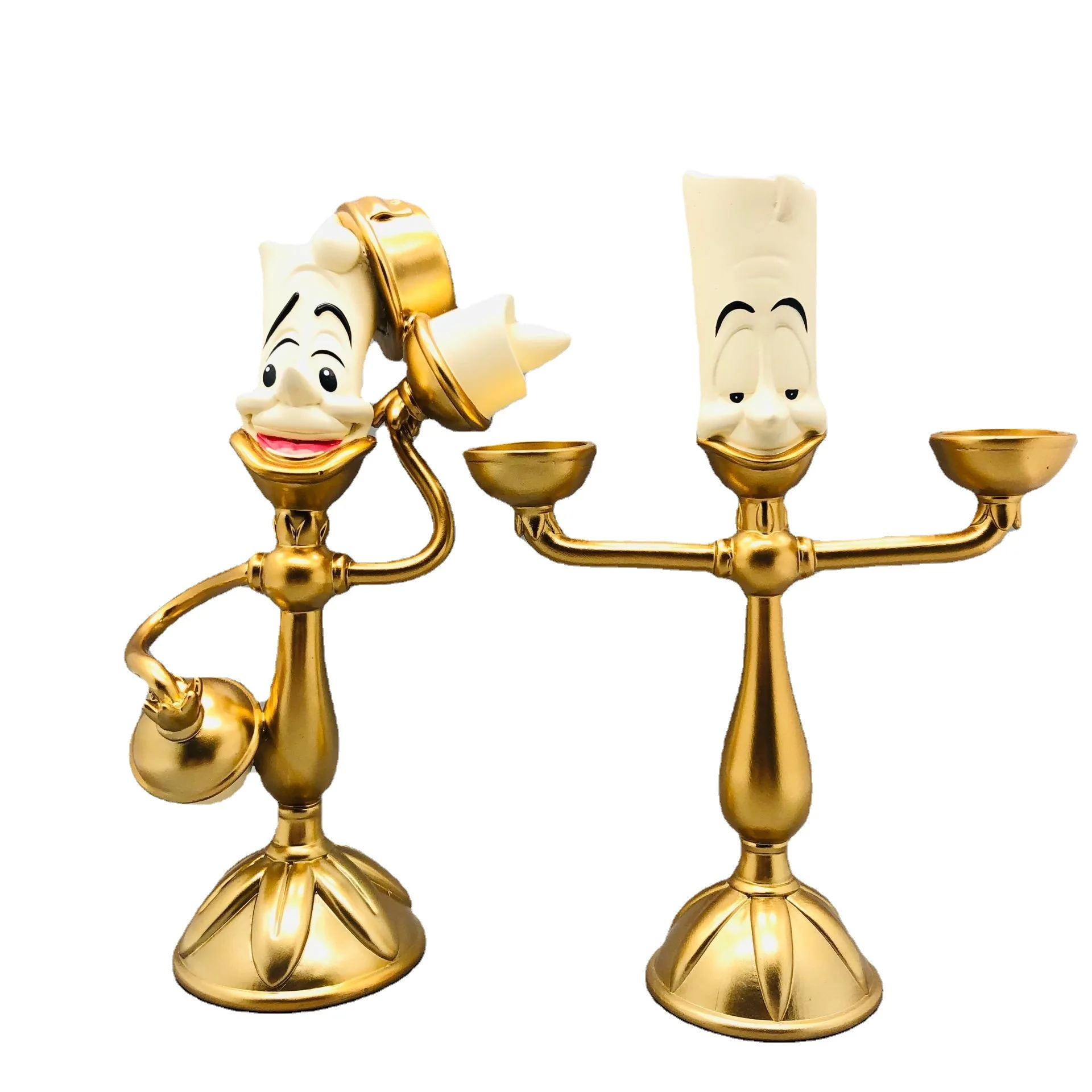 New Arrival Beauty And The Beast Lumiere Candle Holder Ornaments Cogsworth Clock Tea Set Collection Creative Birthday Xmas Gift