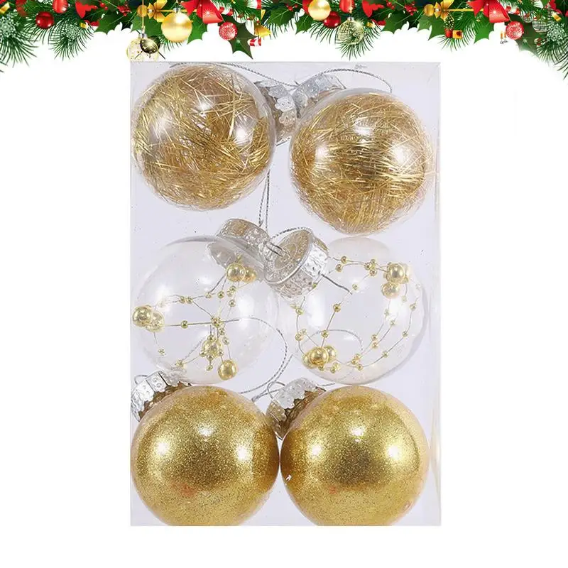 

6PCS Christmas Tree Balls Clear Balls Christmas Tree Decor Holiday Ornament 6cm Christmas Tree Bauble Ornaments DIY Crafts Ball
