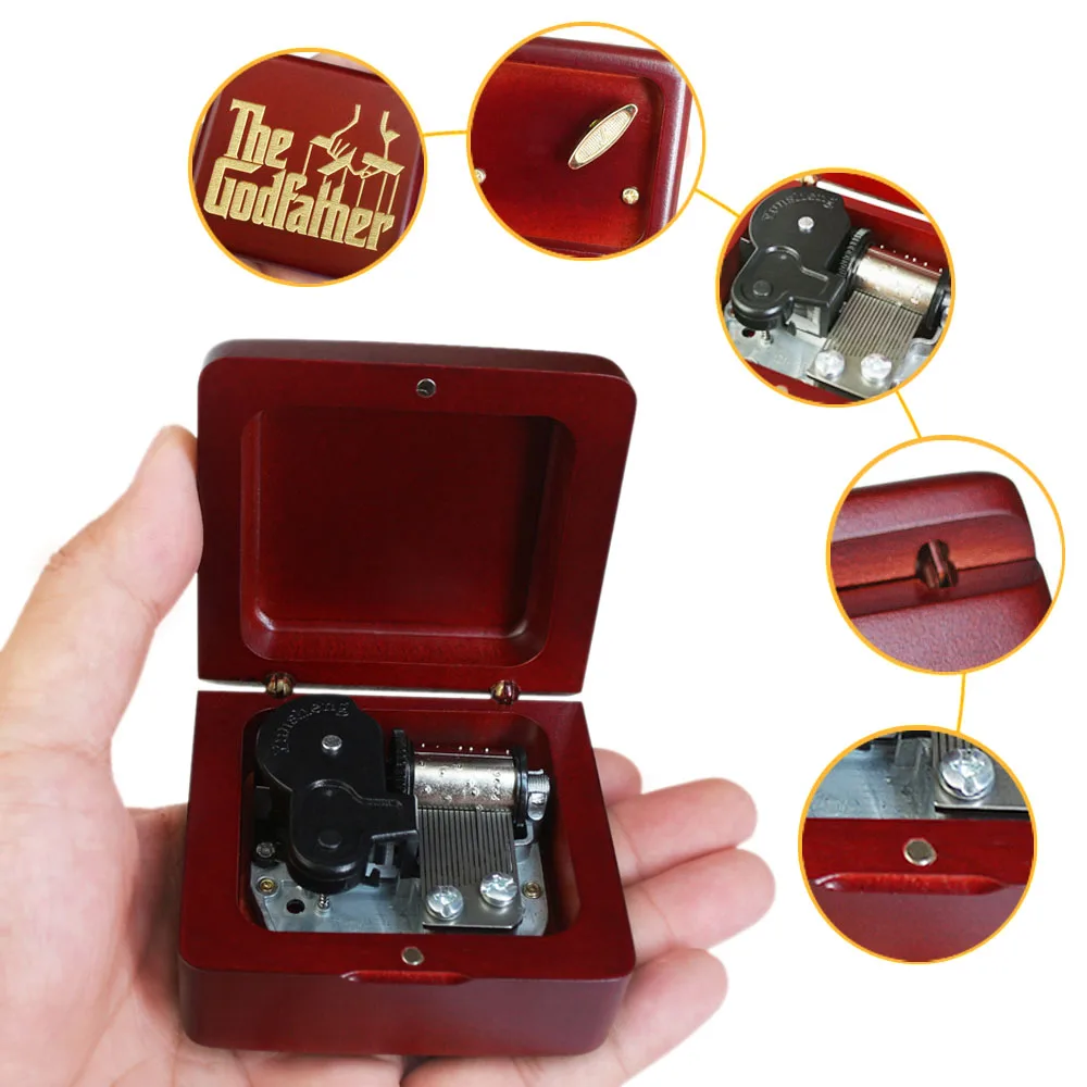 Rosiking деревянная декоративная музыкальная шкатулка бордового цвета (песня