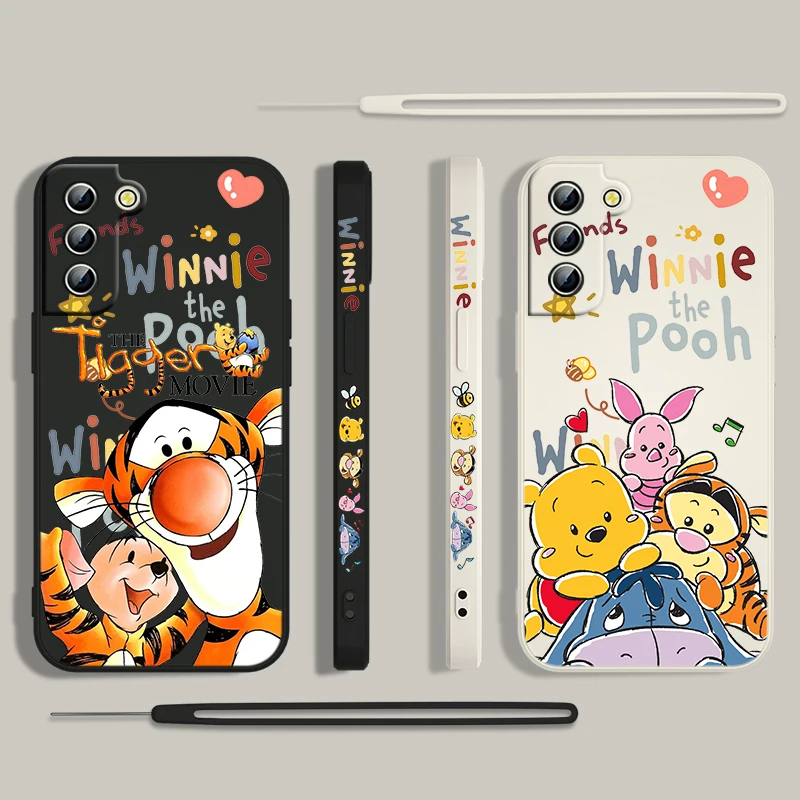 

Disney Winnie The pooh pig Samsung Phone Case For Galaxy S23 S22 S21 S20 Pro FE Note 20 Plus Ultra Liquid Left Rope Cover