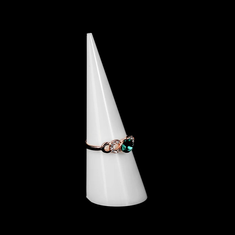 10PCS Acrylic Ring Display Plexiglass Solid Cone Shape Ring Rack Jewelry Showcase Display Stand, (Clear,White,Black,Frosted)