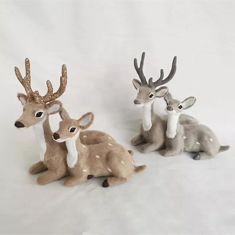 

Artificial Lying Christmas Simulation Sika Deer Reindeer Fairy Garden Miniatures Prop Animal Model Figurine Shop Window Showcase