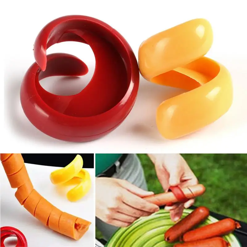 

2 PCs Manual Fancy Sausage Cutter Spiral Barbecue Hot Dogs Cutter Slicer Kitchen Cutting Auxiliary Gadget Fruit Vegetable Tools