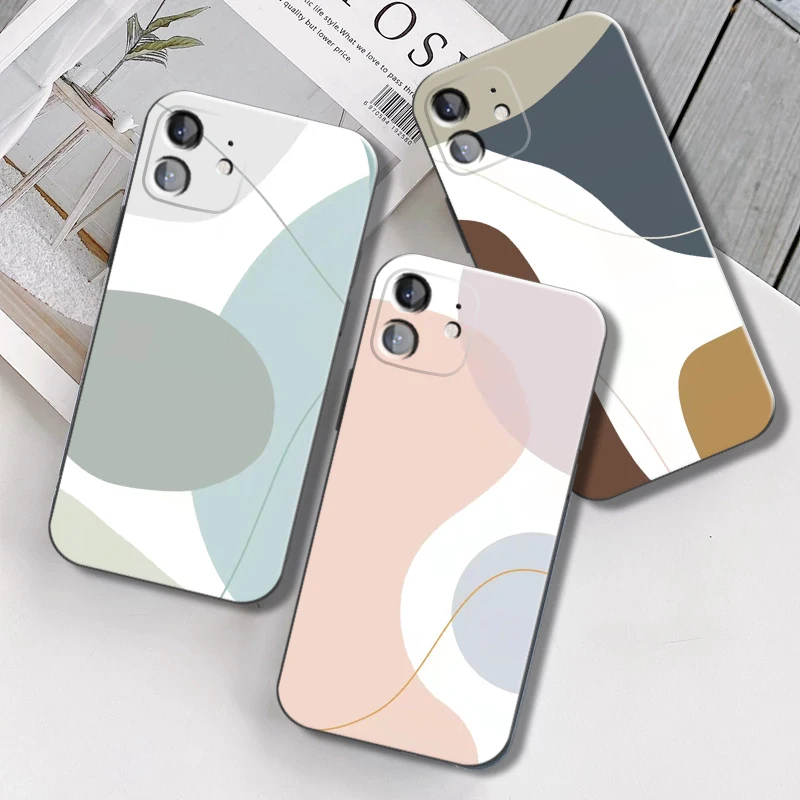 

Art Abstract Geometry Phone Case For iPhone 13 11 Pro Max XR XS Max X 7 8 Plus SE 12 Mini 12 Pro 11 Colour Graffiti Cover Funda