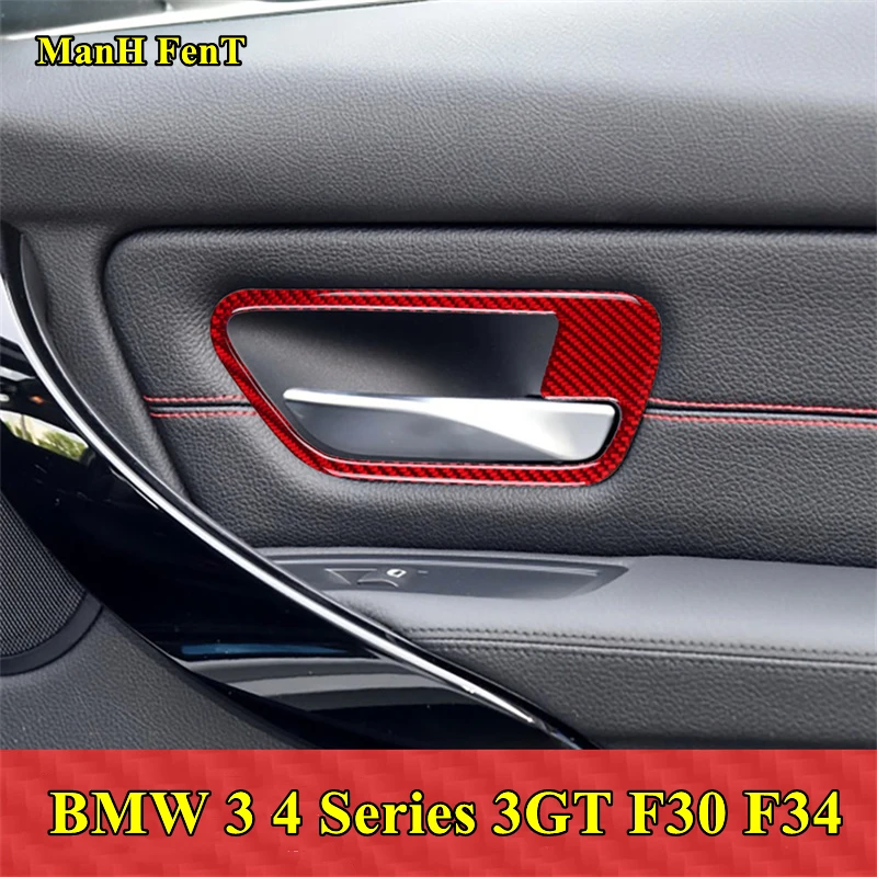 

For 2013-2018 BMW 3 4 Series 3GT F30 F34 Inner Door Handle Frame Carbon Fiber Interior Decoration 3D Sticker