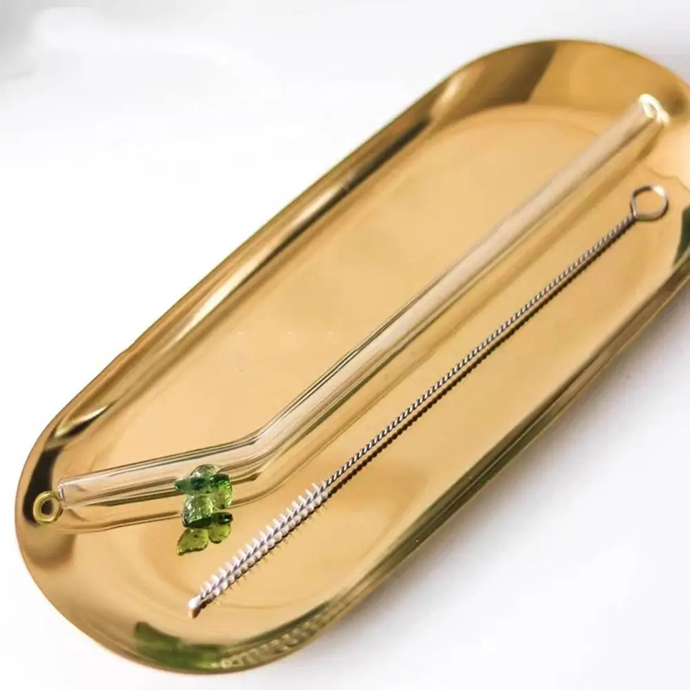 Экологичные стеклянные соломинки в форме бабочки для коктейлей прямые Гибкие