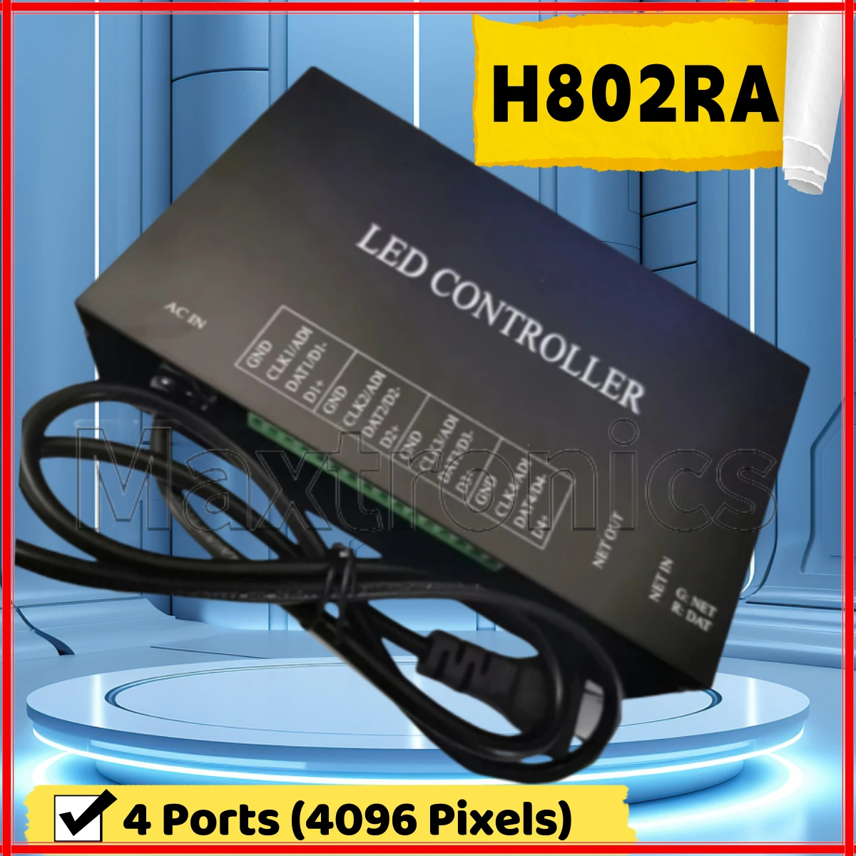 Фото (4096 пикселей) Artnet Eternet-контроллер SPI Pixel H802RA, 4 порта, AC110V-220V, поддержка MADRIX Jinx для светодиодной лампы WS2811 WS2812 №2