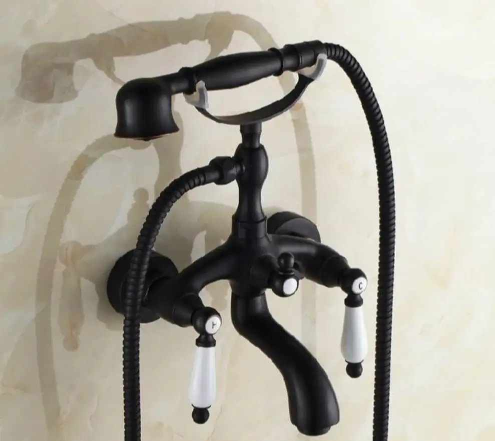 

Смесители для ванны, латунный роскошный черный смеситель для душа, набор с керамической ручкой, ручная насадка для тропического душа, смеситель, смеситель, Ручной смеситель