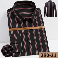 pure color striped shirt pocket high elastic business non ironing longsleeve shirt for men work white shirt slim fit shirt men