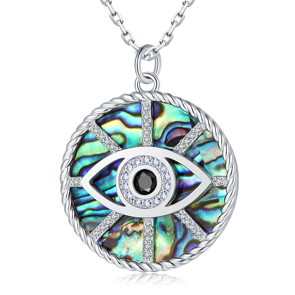 

925 Sterling Silver Blue Evil Eye Pendant Abalone Shell Necklace Jewelry Chirstmas Birthday Gift For Women Girls Teens Daughter