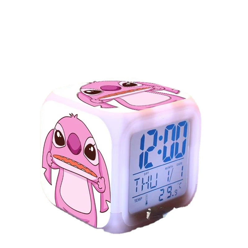 

Disney Surrounding Anime Stitch Alarm Clock Cartoon Anime Colorful Color Changing Night Light Creative Alarm Clock Gift Ornament