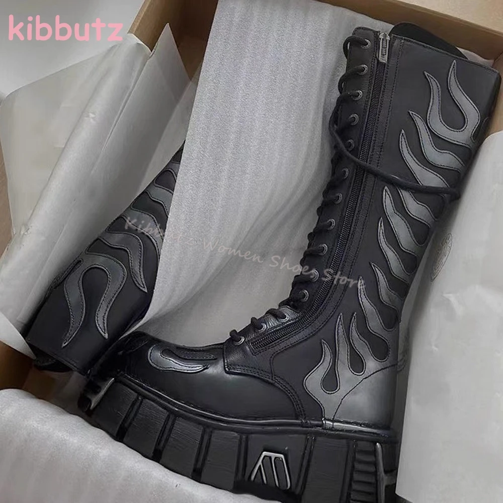 Мотоциклетные ботинки с вышивкой Totem в стиле рок Y2k темные панк из натуральной