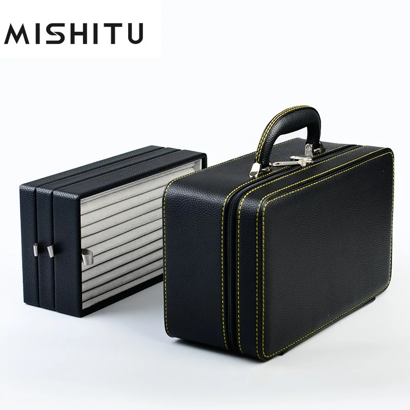 

MISHITU PU Leather 3-Layer Jewelry Storage Case For Earrings Bracelet Pendant Necklace Box Jewelry Organizer 31*13*18.5CM