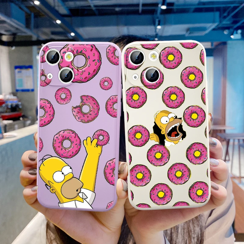 

Cartoon The Simpsons For Apple iPhone 13 12 mini 11 8 7 6 XS XR SE 2020 Pro Max Plus Liquid Silicone Soft Phone Case Capa