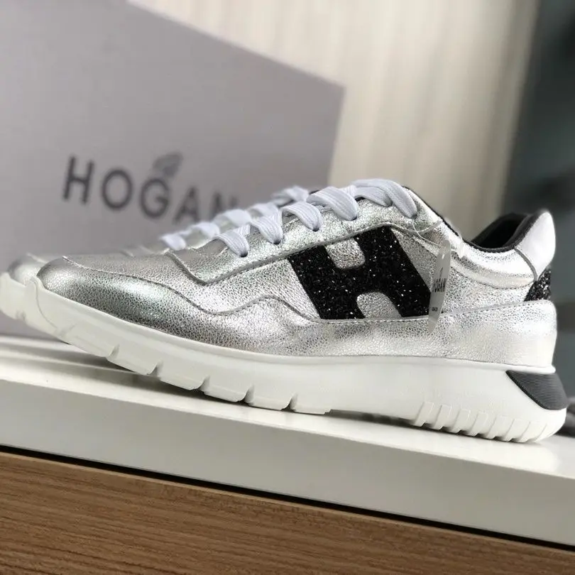 

Hogan Women Platform Shoes Thick-soled Shoes Shining Crystal Sneakers Trend Casual Sneakers women sneakers designer shoes