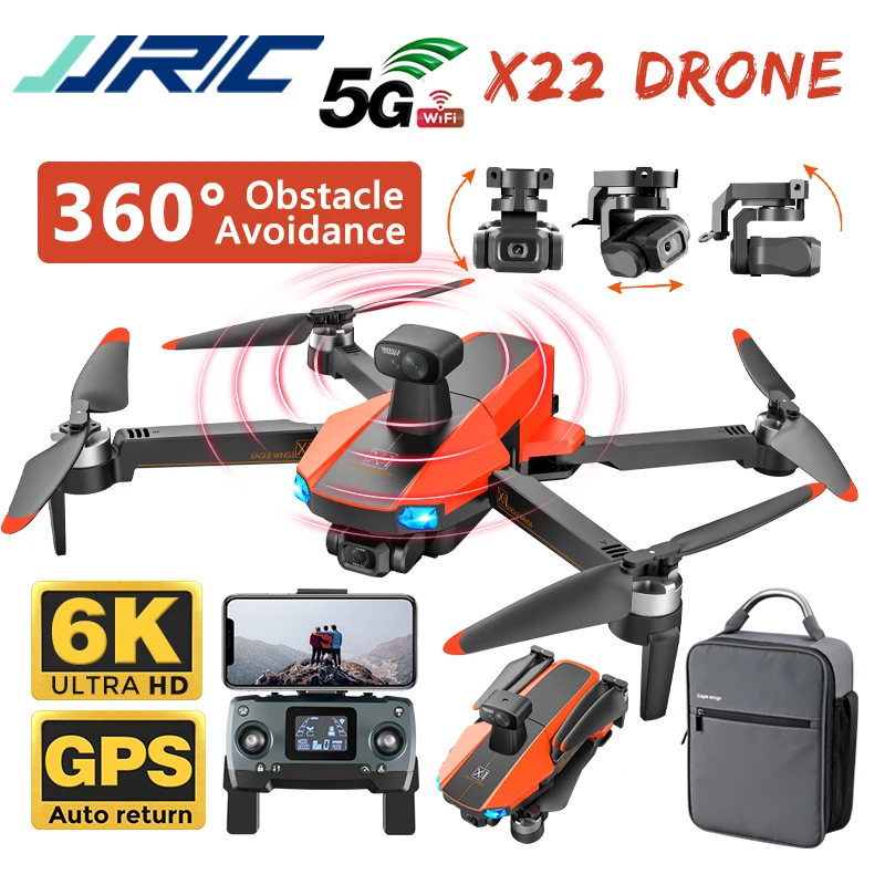 

JJRC X22 6K Dual HD RC Drone GPS Positioning 3-Axis Gimbal Brushless Motor Camera Foldable Obstacle Avoidance Quadcopter Drones