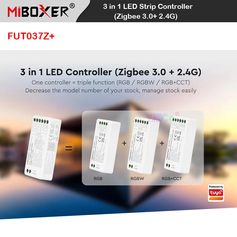Miboxer Zigbee 3.0 RGB/RGBW/RGBCCT LED Strip Controller 2.4GHz Tuya APP 3 in 1 Strips Light dimmer 2.4G Remote control 12V 24V