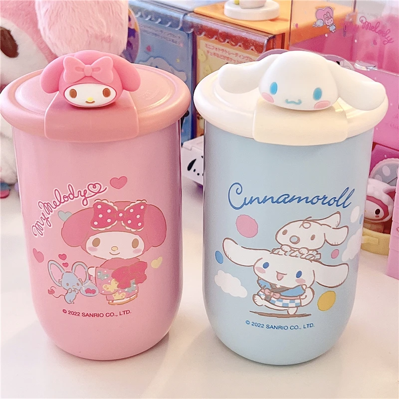 

Sanrios Kuromi Cinnamoroll мой мелодический помпон Purins Hellokittys аниме Kawaii нержавеющая сталь Удобная кружка стереоизоляционная чашка