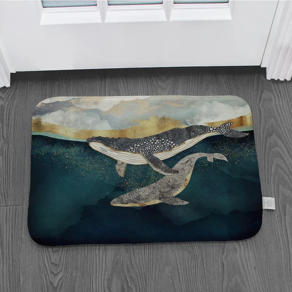 

New non-slip carpet, marine life printing mat, bathroom floor, kitchen big octopus whale carpet
