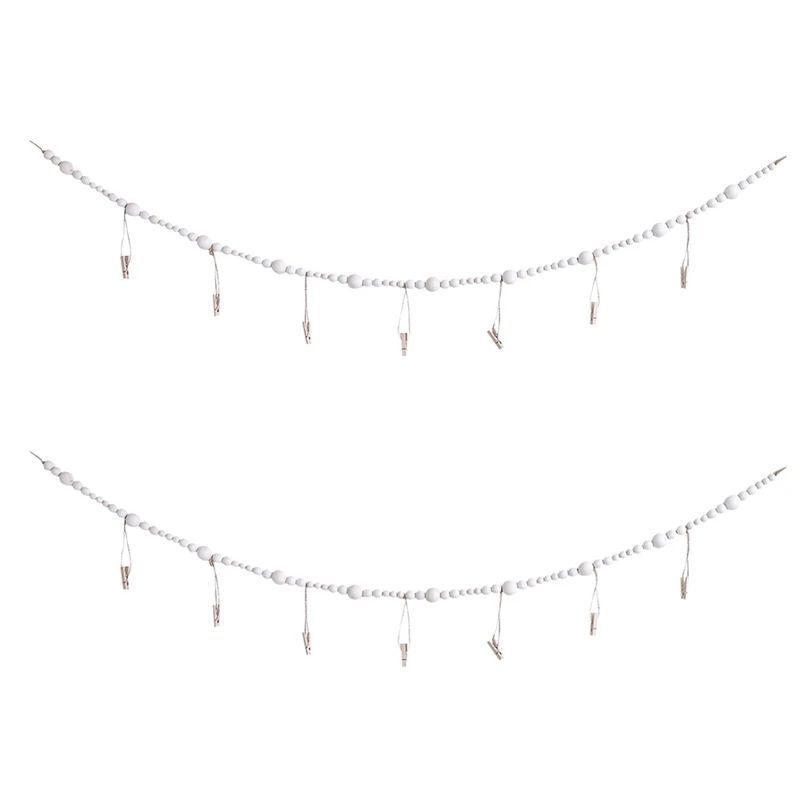 

Настенная деревянная гирлянда из бисера для фото, 2 шт., рамка для картин в стиле бохо «сделай сам» с 7 деревянными зажимами для дома, украшени...