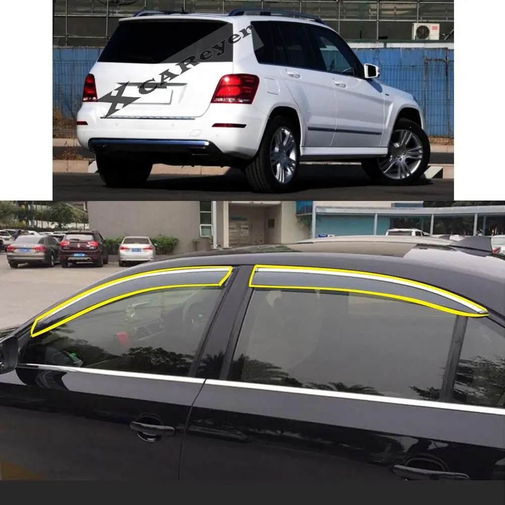 Car Sticker Plastic Window Glass Wind Visor Rain/Sun Guard Vent Smoke Awnings For Mercedes Benz GLK X204 260 300 2008-2015