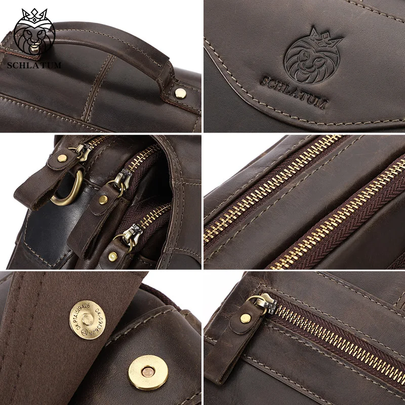 Vintage Men Shoulder Bag Genuine Leather Messenger Postman Bags for Man Husband Phone Office Crossbody Bags Hand Bag Sling Bag