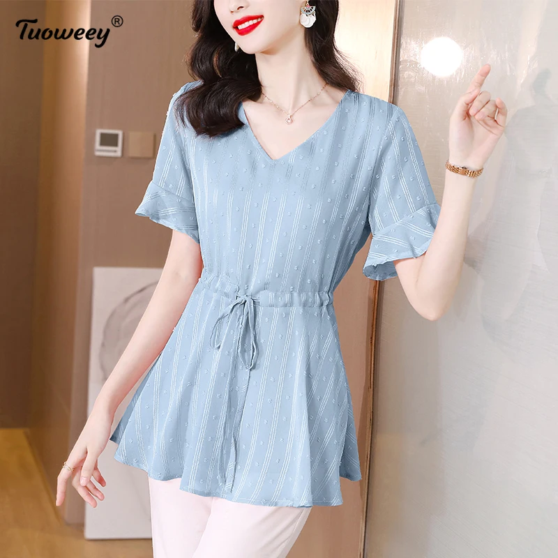 

Women Tops And Blouses 2022 Fashion Long Sleeve Skew Collar Chiffon Blouse Casual Tops Plus Size blouse