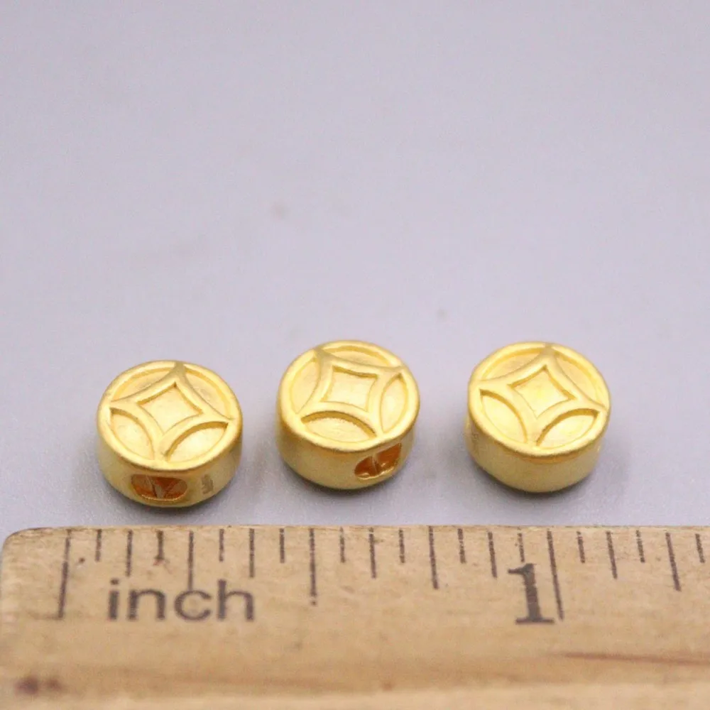 1 шт. настоящий чистый 999 24-каратный желтый золотой бисер для мужчин и женщин на