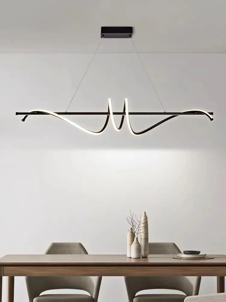 

Dining room light chandelier 2022 new art dining room light led minimalist line long bar table bar kitchen chandelier light