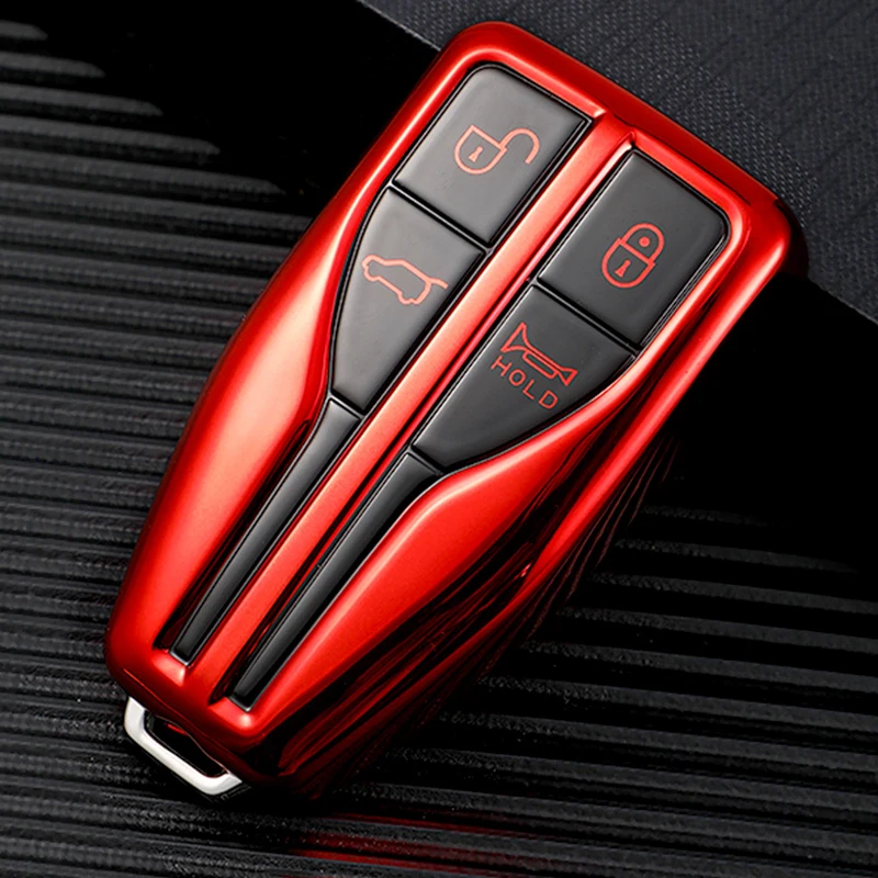 

For Hongqi HS5 H5 H9 HS7 H7 L5 HS3 L9 TPU Car 4Button Smart Key Cover Case Bag Shell Fob Holder Protector Accessories Key Chains