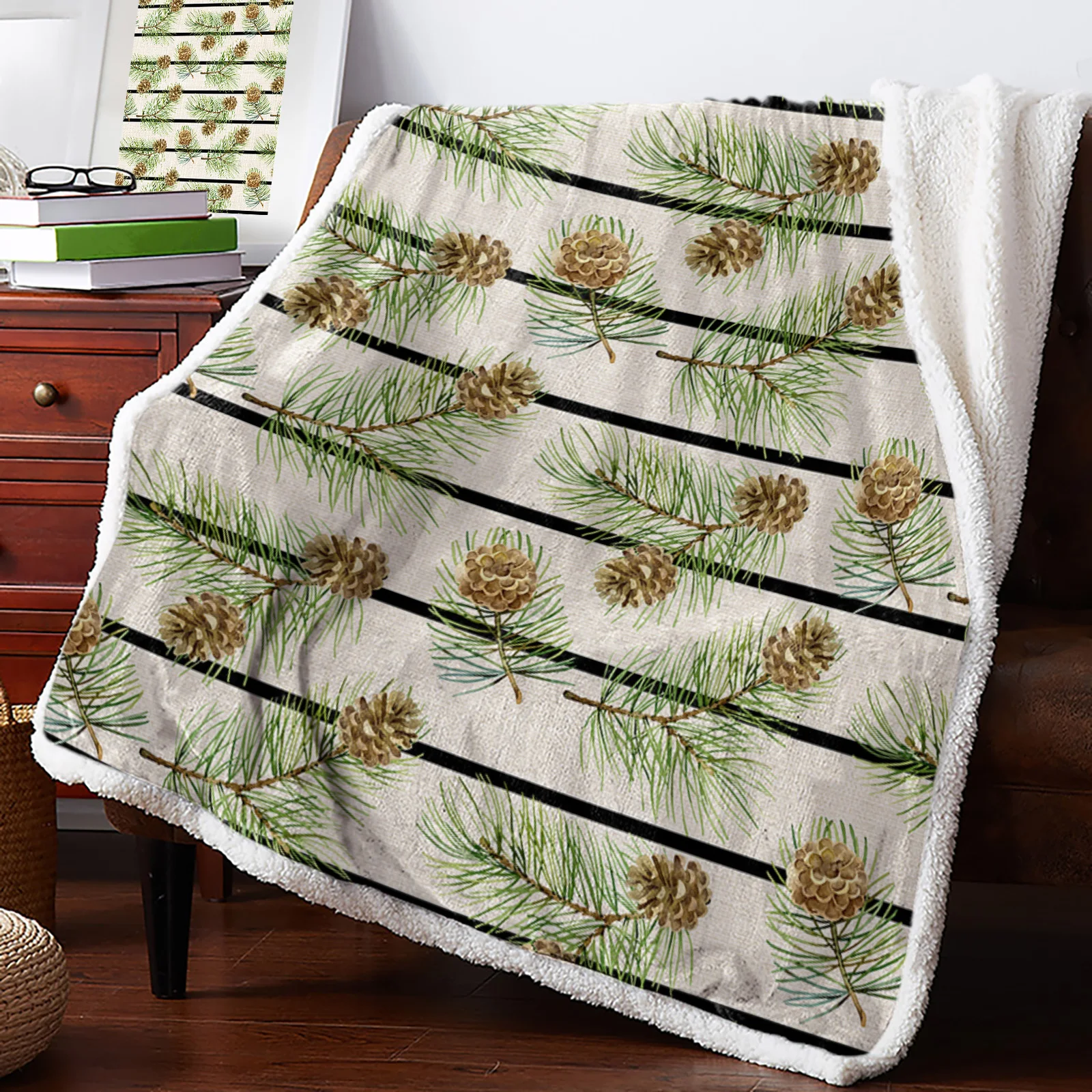 

Рождественские полосы сосновые иглы сосновые конусы кашемировое одеяло зимние теплые мягкие Пледы для кровати диван шерстяное одеяло покрывало