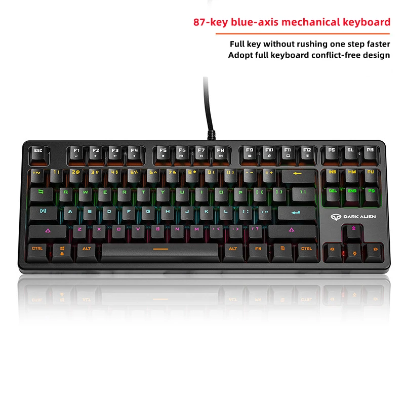 

87 Key RGB Luminous Mechanical Keyboard Gamer Wired Green Axis Multi key No Punch Ergonomics USB Plug for Game Laptop Desktop PC