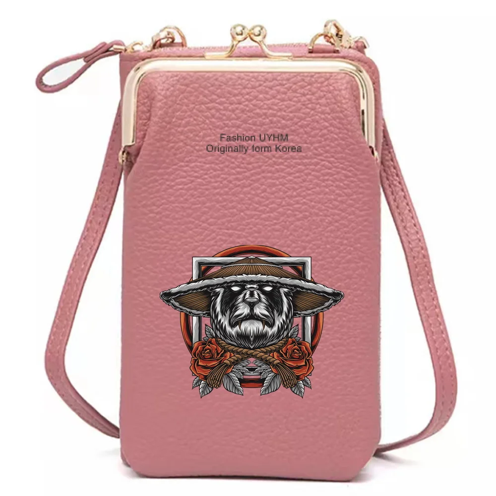 Women's Crossbody Bag Pu Leather Mini Shoulder Messenger Bags Ladies Phone Purse Card Pack Samurai Print Small Wallets for Girls