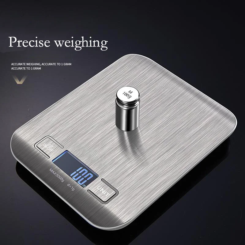 

5/10 Kg Digital Kitchen Scale Precision Electronic Scale Stainless Steel Scale LCD Display Measuring Grams Food Weighing