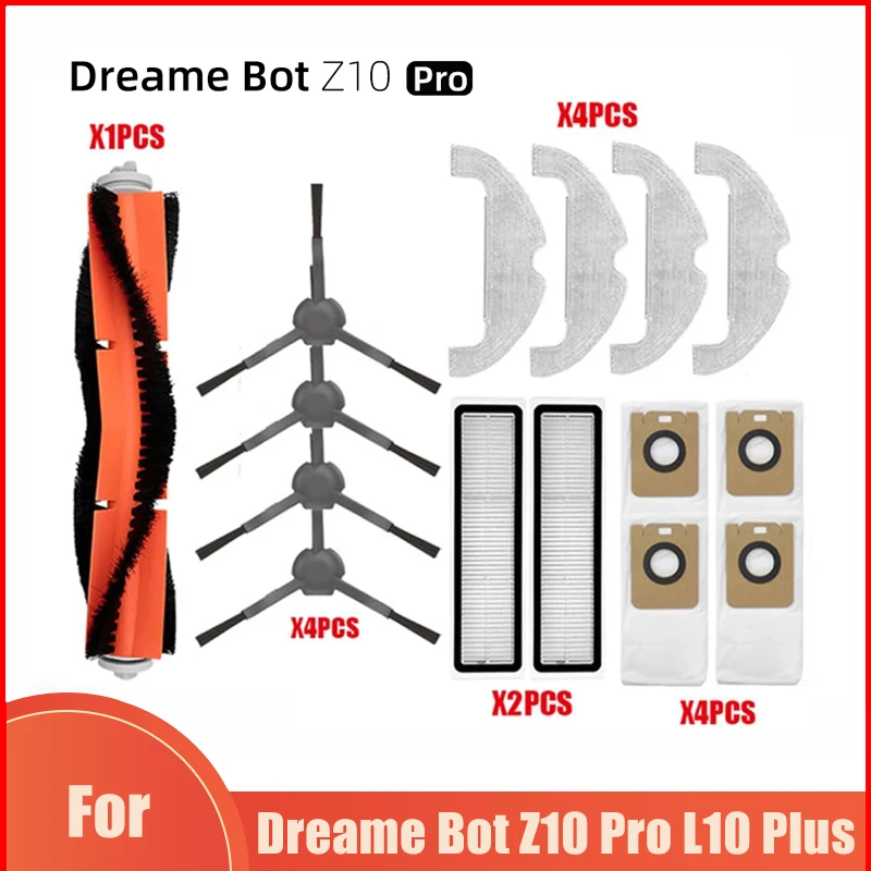 

Replacement For Xiaomi Dreame Bot Z10 Pro L10 Plus Robot Vacuum Cleaner Spare Parts Main Side Brush Hepa Filter Mop Rag Dust Bag