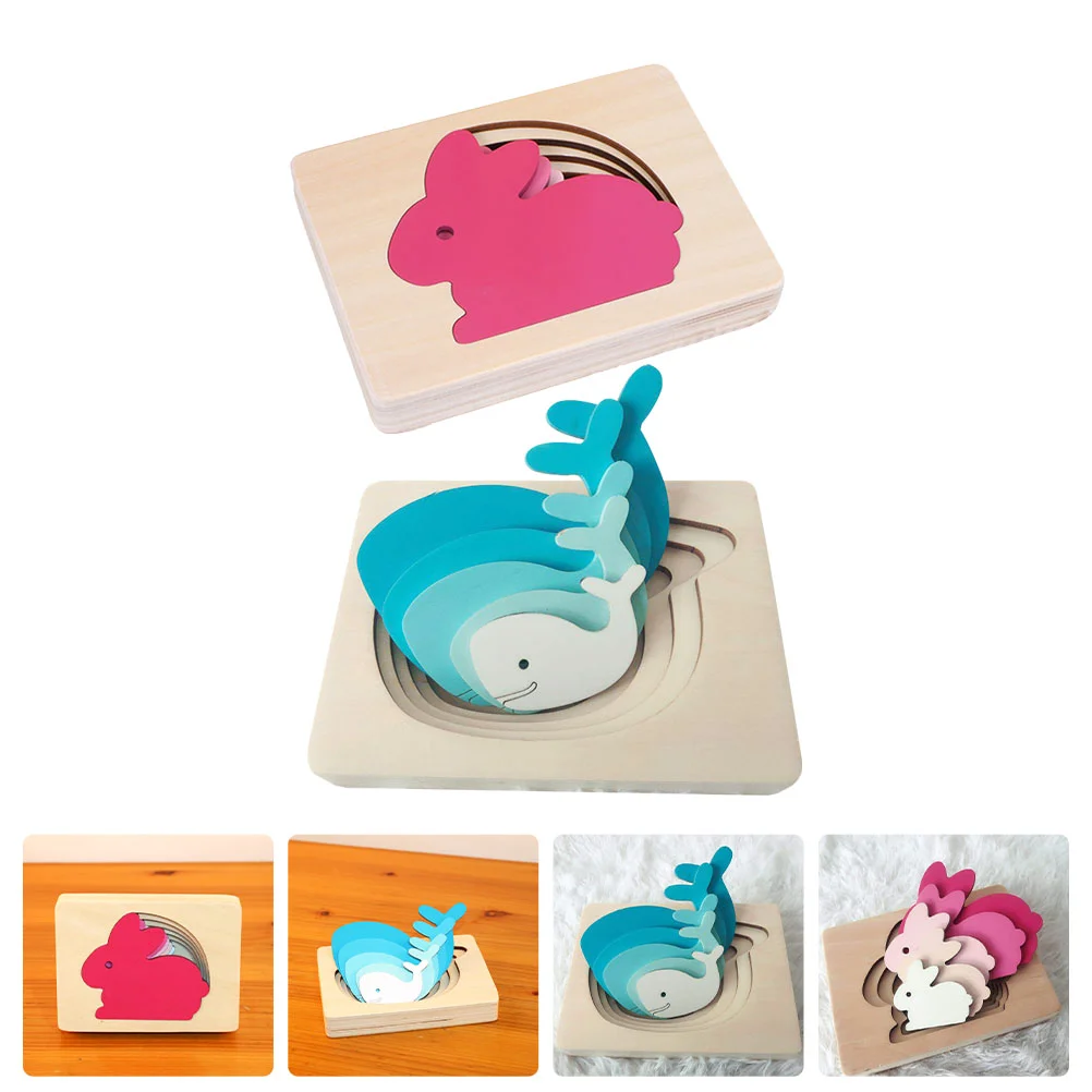 

2Pcs Multi-Layers Animal Puzzle Educational Children Cartoon Puzzle