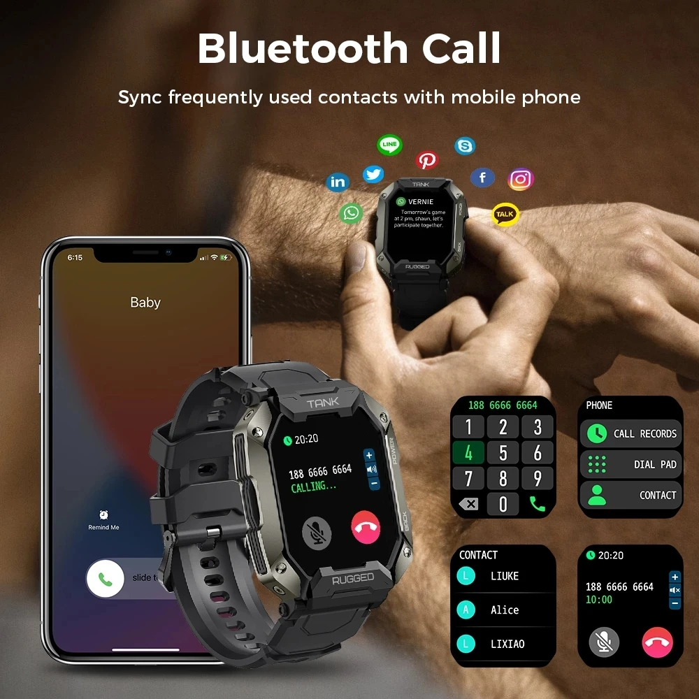 Cena Kospet Zbiornik M1 Pro Wytrzymały Inteligentny Zegarek Mężczyźni Odkryty 5ATM IP69K Wodoodporny Bluetooth Smartwatch Z Funkcją Dzwonienia Kobiety Sport Tracker Fitness