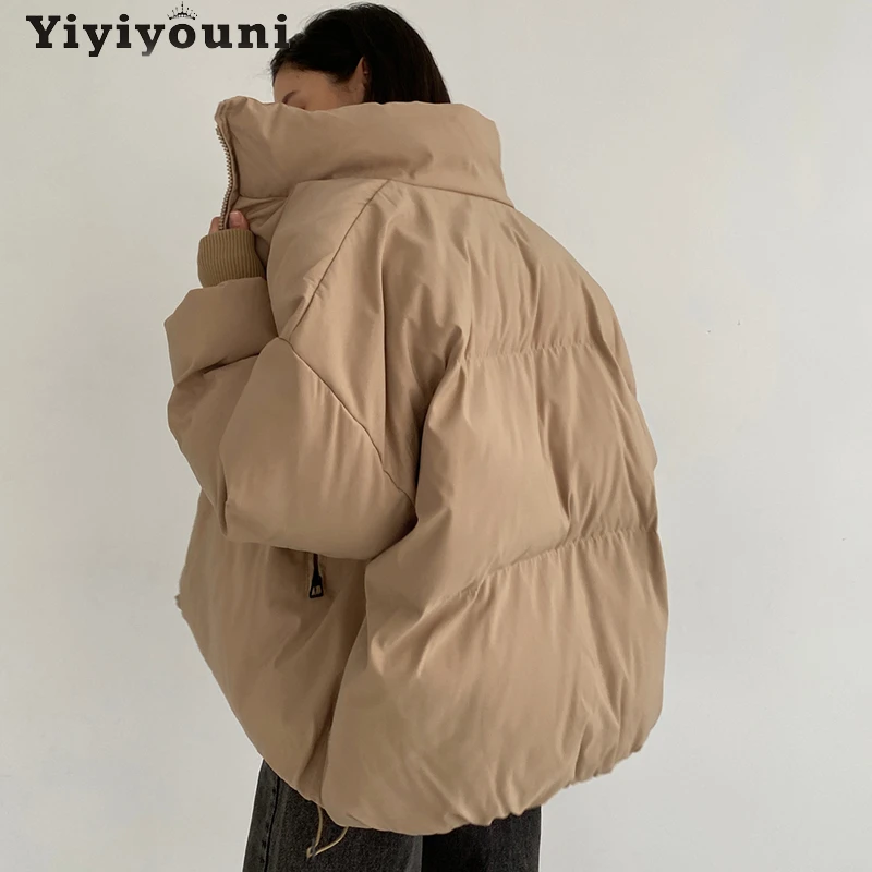 Yiyiyouni Autumn Winter Down Puffer Jacket Woman Thick Bubble Coat Cotton Liner Padded Parkas Female Warm Zipper Outerwear 2023