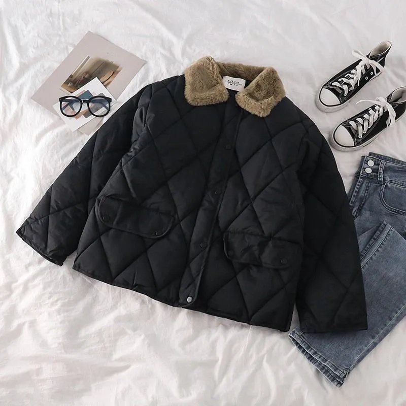 New Women M-2XL Cotton Clothes Jacket Fashion Solid Thick Warm Winter Coat Casual Cotton-padded Parkas Outwear Korean style