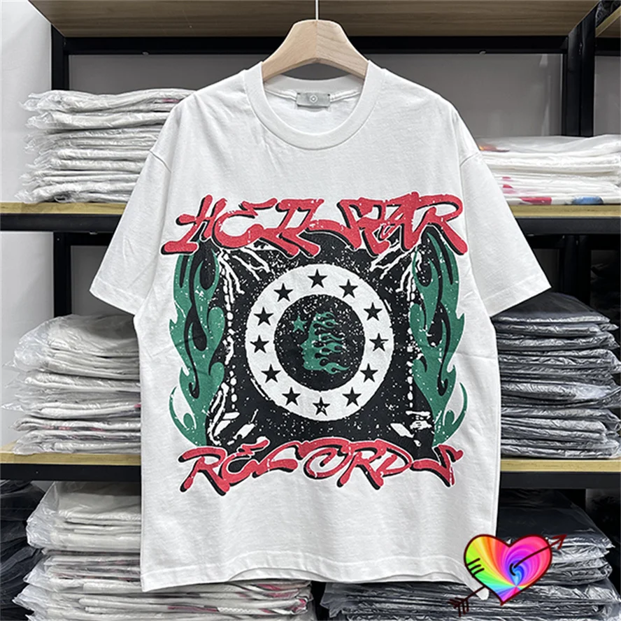 2023ss Red Logo Hellstar Records Tee Men Women Slightly Oversize Hellstar T-shirt Vintage Star Graphic Tops Short Sleeve