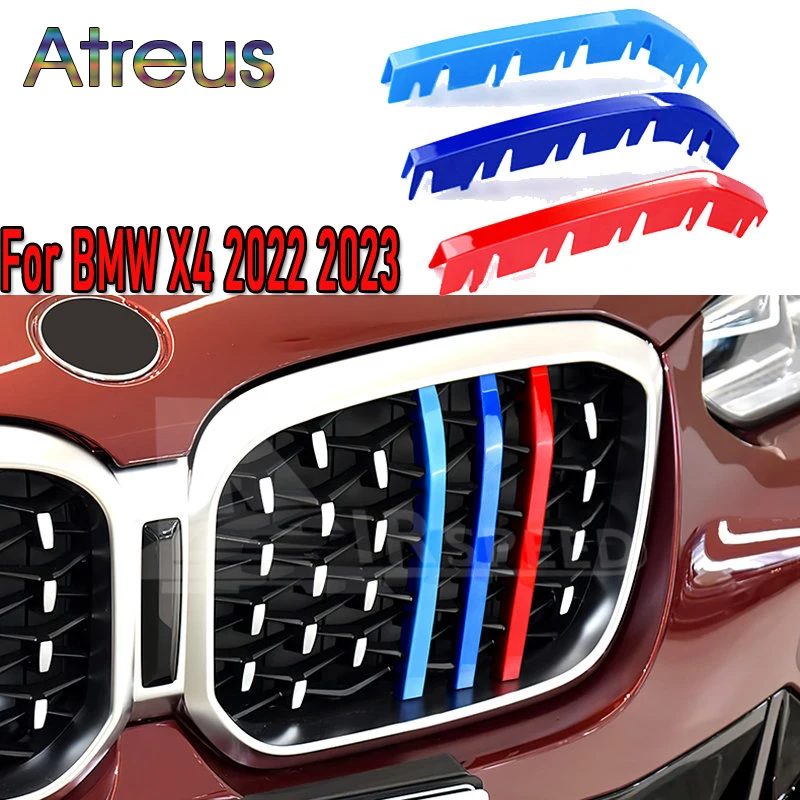 

3 шт. ABS для BMW X4 G02 2022 2023 2024 автомобильный гоночный гриль решетка полоса отделка зажим М аксессуары для питания