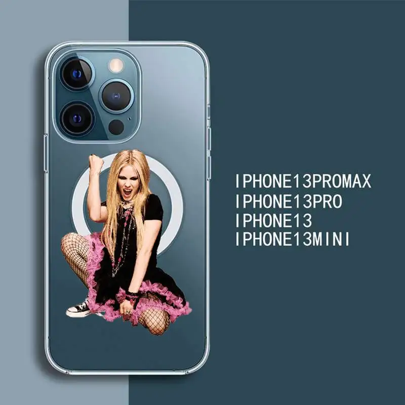 Avril Lavigne singer Phone Case Transparent Magsafe Magnetic Magnet For iPhone 13 12 11 Pro Max Mini Wireless Charging Cover