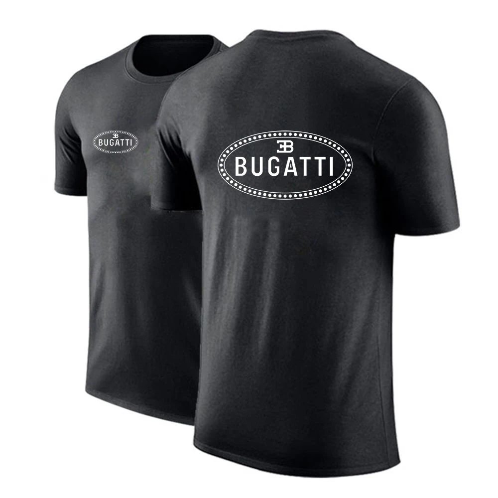 

2022 Bugatti автомобиль логотип на заказ, с круглым вырезом панк удобный принт с коротким рукавом топы свитшоты для отдыха Harajuku Мужская футболка