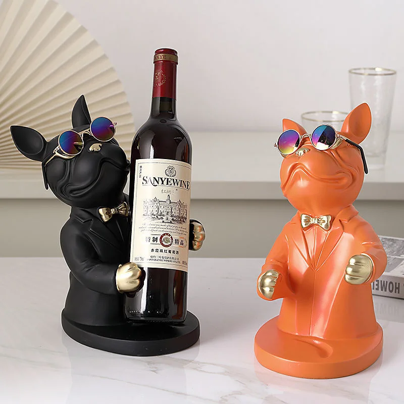 

Creative Luxury Bulldog Rack Cabinet Animal Figurines Wine Cup Holder Table Ornaments Statue Home Decoration Living Room